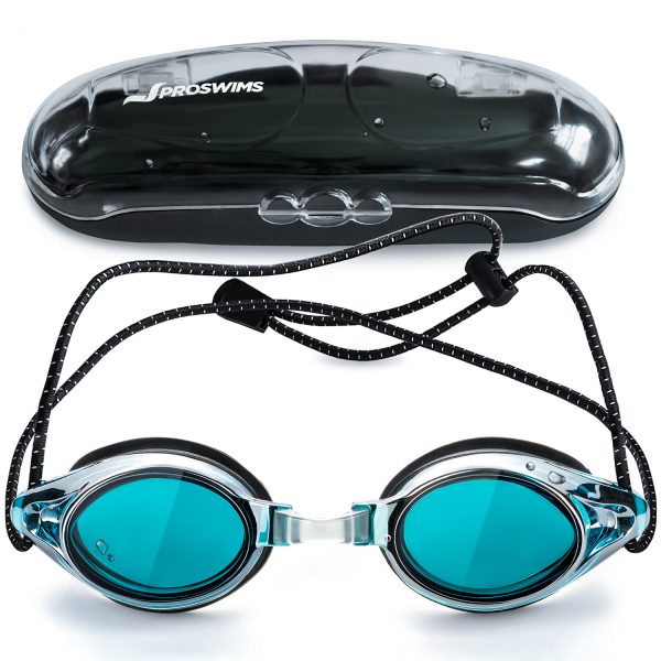 Blue Bungee Strap Swim Goggles