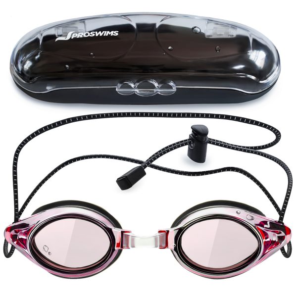 Pink Bungee Strap Swim Goggles